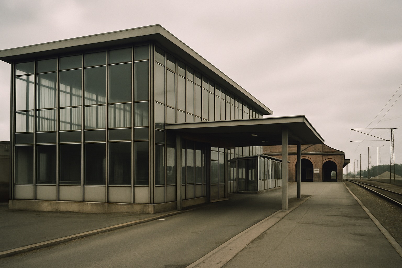 Historic glass and steel Tränenpalast building beside Friedrichstraße station in Berlin, former Cold War border-crossing hall
